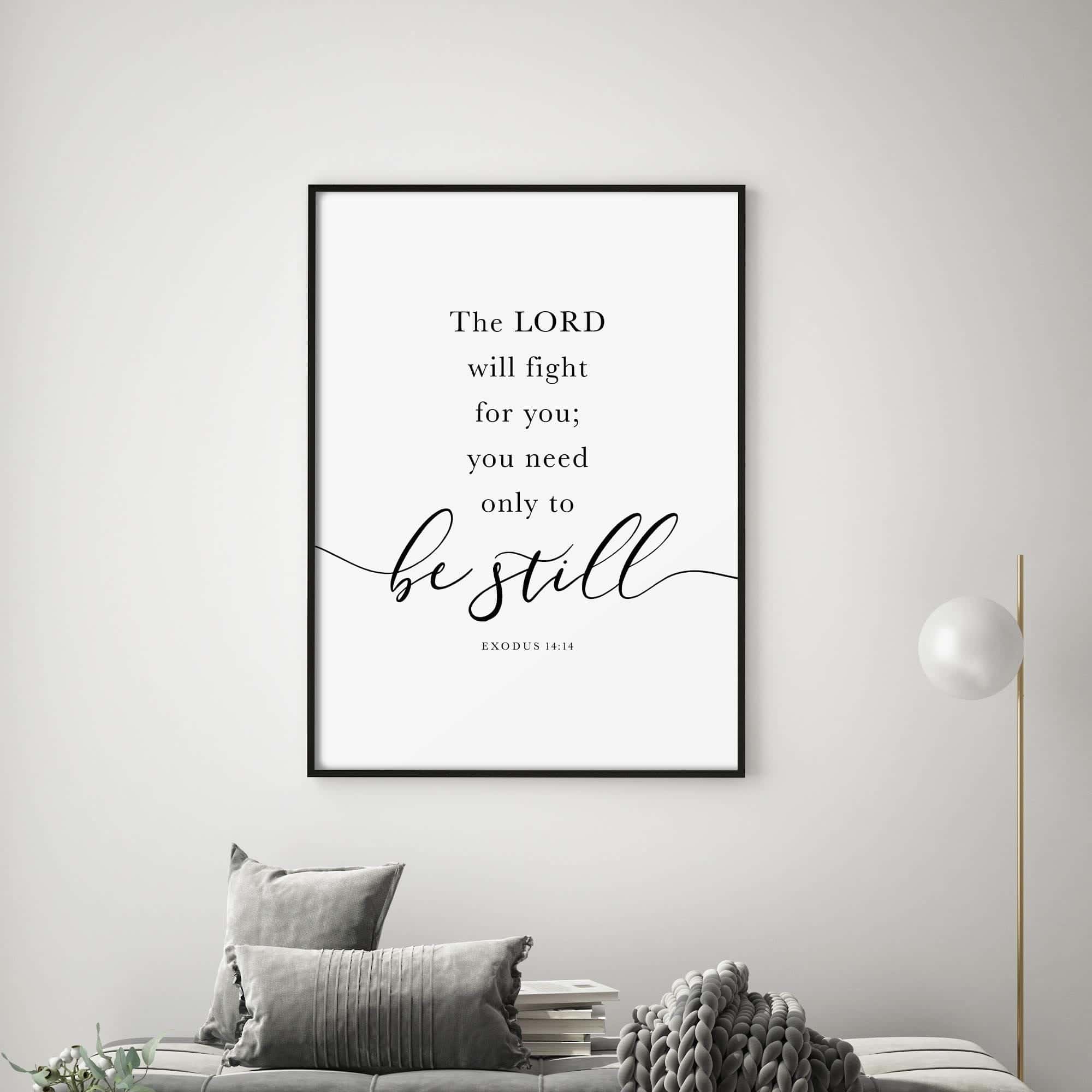 The Lord will Fight for You, Exodus 14:14 | Single, Christian Wall Art, A2 at XILEF Art
